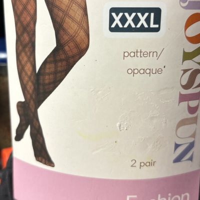 Women's Joyspun Pattern & Opaque Tights Mixed Fashion Size XXXL Set of 2 pack